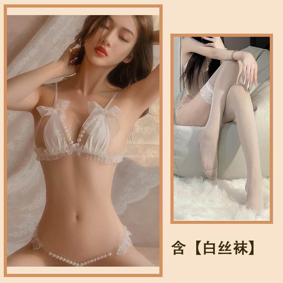 Sex Underwear Seduction Three-point Pearl Passion Suspender Small Chest Pure Desire Bikini One-piece Sao Thong
