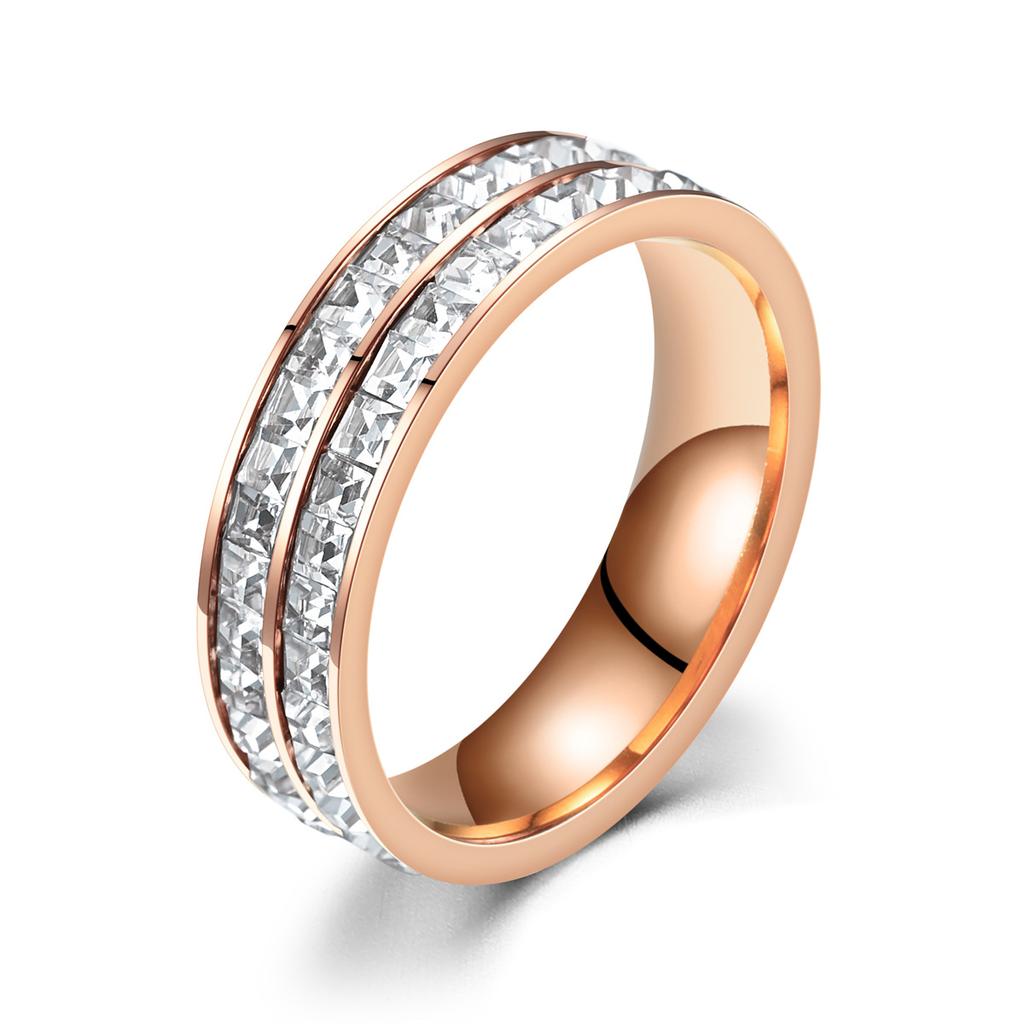 New Hot Selling Classic Stainless Steel Diamond Ring For Women Men Jewelry Accessories Size 5-12