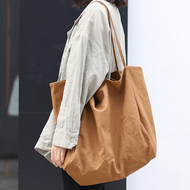 IELGY Simple Forest Style Large Capacity Literary Canvas Shoulder Bag Women