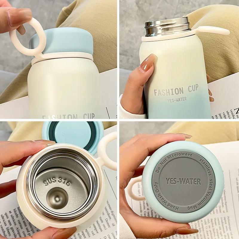 380ml Cute Gradient Vacuum Flasks 361 Stainless Steel Bottle Portable Thermos Cup Coffee Mug for Lady Travel Shopping Office Use