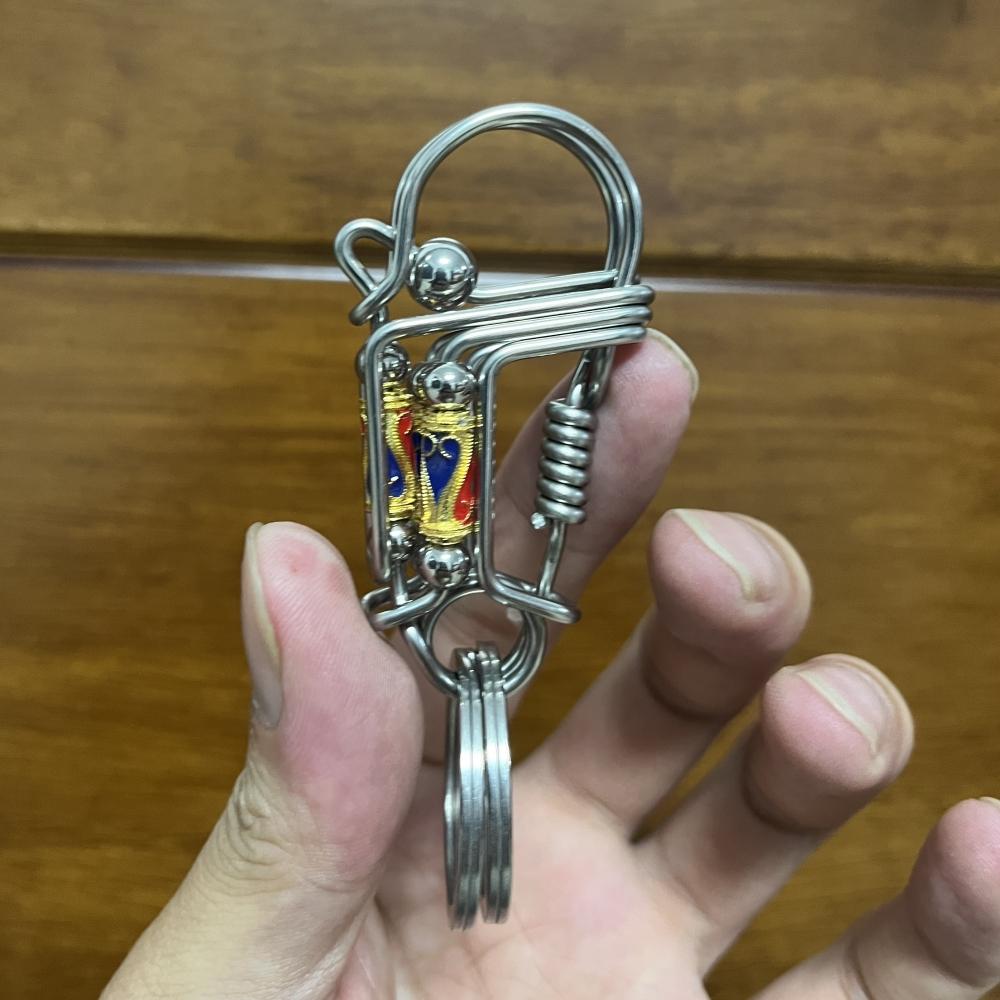 Stainless steel Keychains, Handmade Hook Buckle Multicolor Bead Mechanical Car Key Ring, Halloween Men Gift Hanging Home Crafts