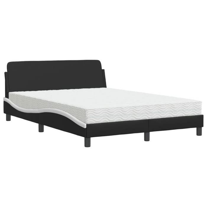VidaXL Lit avec matelas noir et blanc 120x200 cm similicuir 3208382