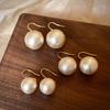 Cream Xinjiang Cotton Pearl High Heels Ear Hook Earrings Women'S Retro Light Luxury Earrings Temperament Ear Jewelry