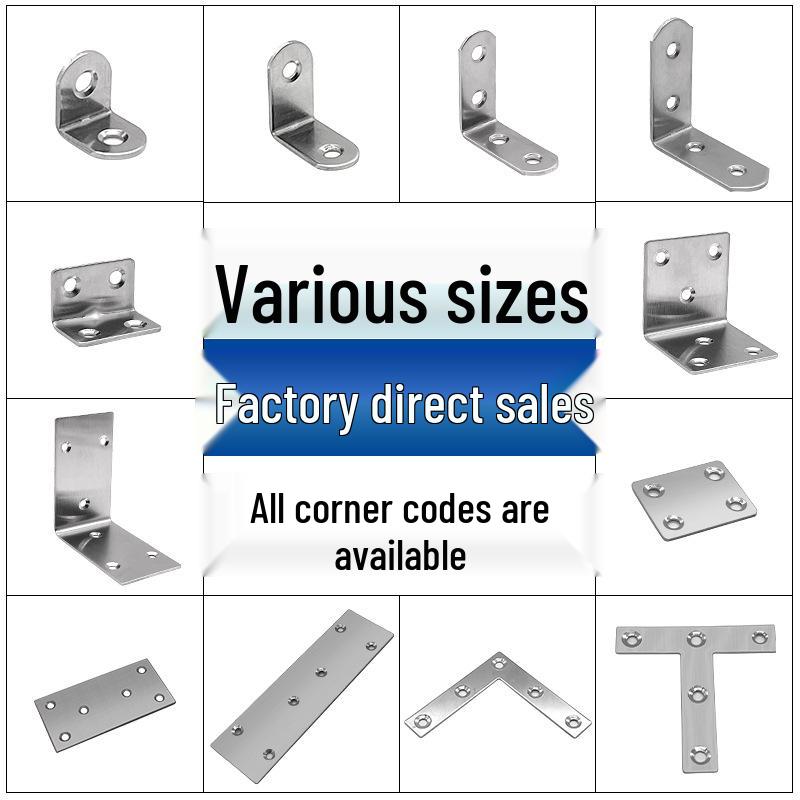 Stainless Steel 90° L-Shaped Angle Bracket for Shelf Support and Wood Board Connection