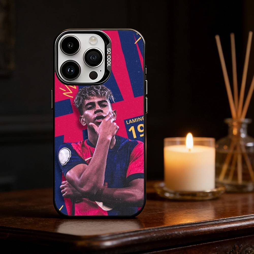 Husă de telefon Sport L-Lamine Y-Yamal STAR Pentru iPhone 17 16 15 14 13 12 11 Pro Max Plus Argintiu Negru Mat