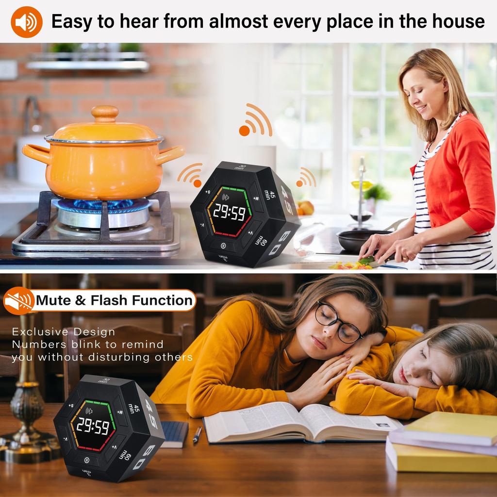 Smart Kitchen Timer Digital Cooking Timer Hexagonal Vision Flip Timer