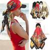 European and American colored large square scarf hat, satin simulated silk scarf, holiday headscarf with brim, one-piece headscarf hat hair accessory
