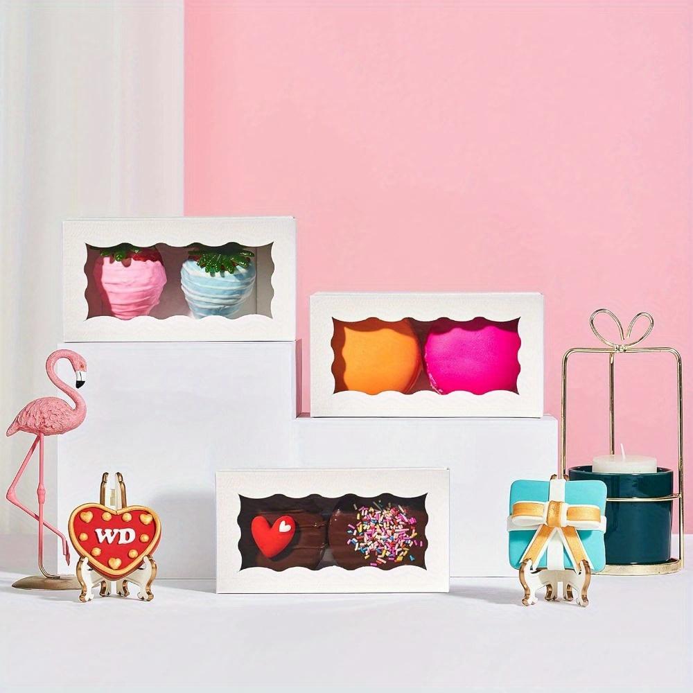 25pcs Gift Packing Box Mini Cookie Boxes with Clear Window White Kraft Paper Gift Boxes Bakery Boxes for 2 Macaron Treats Pastry