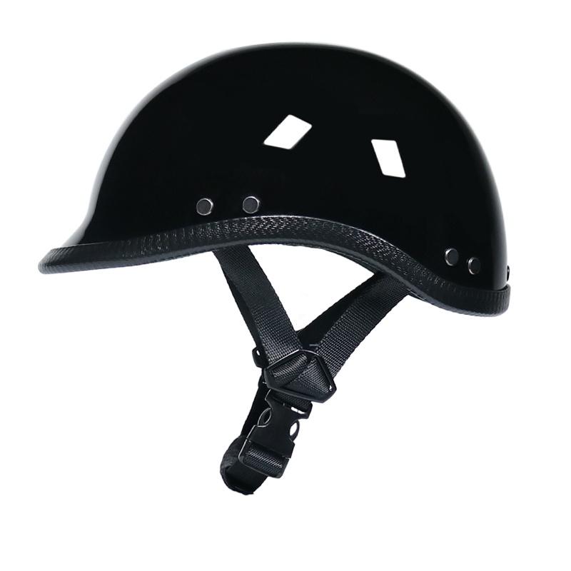 Motorcycle Helmet Vintage Black Half Helmet 54-60cm Retro Motorcycle Helmets Shell Helm Matte Motorcycle Protection