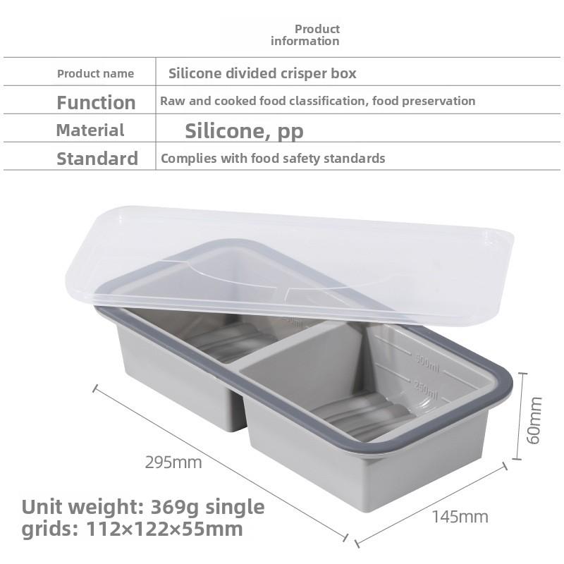 Silicone compartment fresh-keeping box kitchen microwave heating fresh-keeping box refrigerator storage sealed lunch box 8 inch