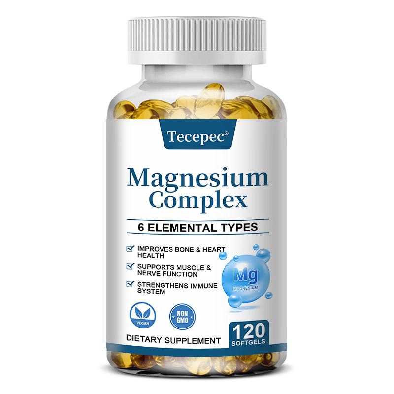 Magnesium Complex Supplement, With Oxide, Malate, Citrate, Taurate, Aspartate, Bisglycinate Chelate 120 Capsules