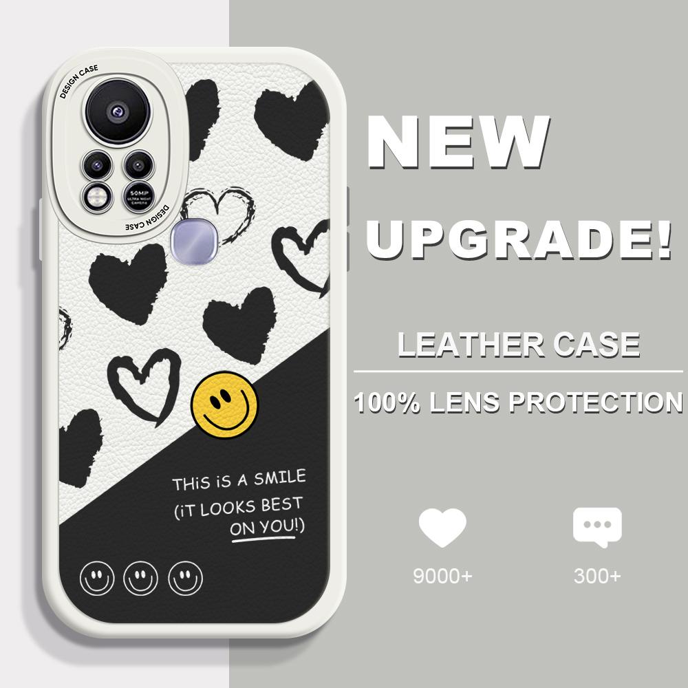 

Тонкий кожаный чехол с рисунком улыбки, мягкий силиконовый чехол из искусственной кожи для iPhone Samsung Huawei Honor Xiaomi Redmi OPPO Realme Vivo Samsung S23 Plus 5G белый