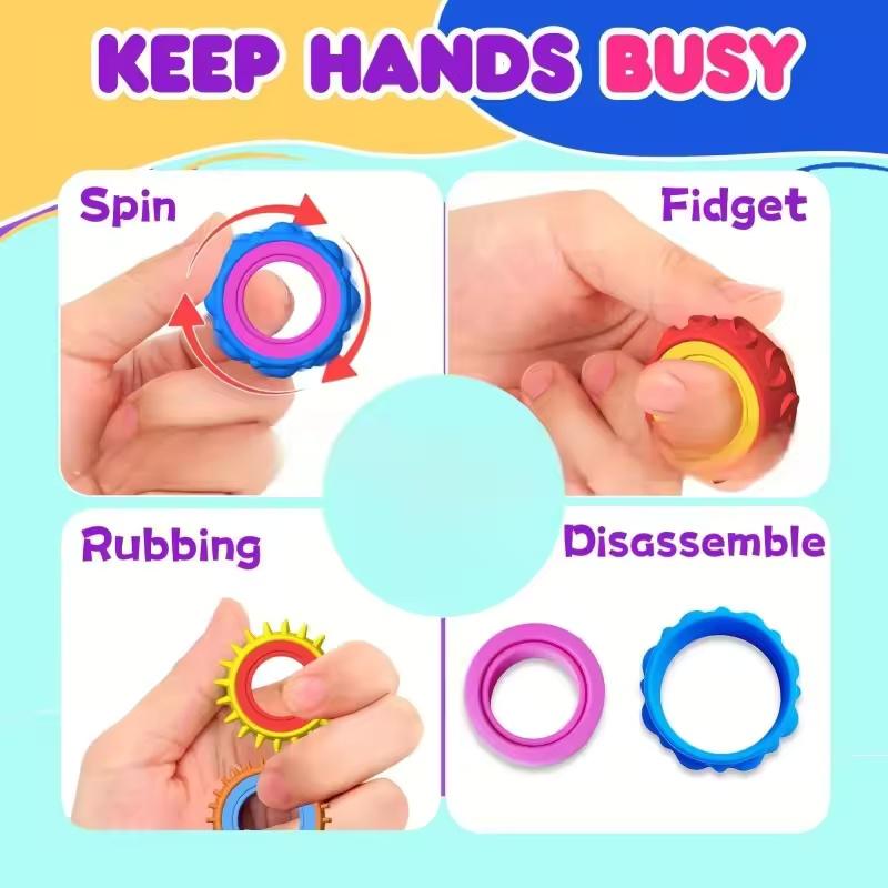 6Pcs New Fidget Toys Silicone Sensory Ring Silicone Decompression Toy Sensory Ring Party Entertainment Games Gift