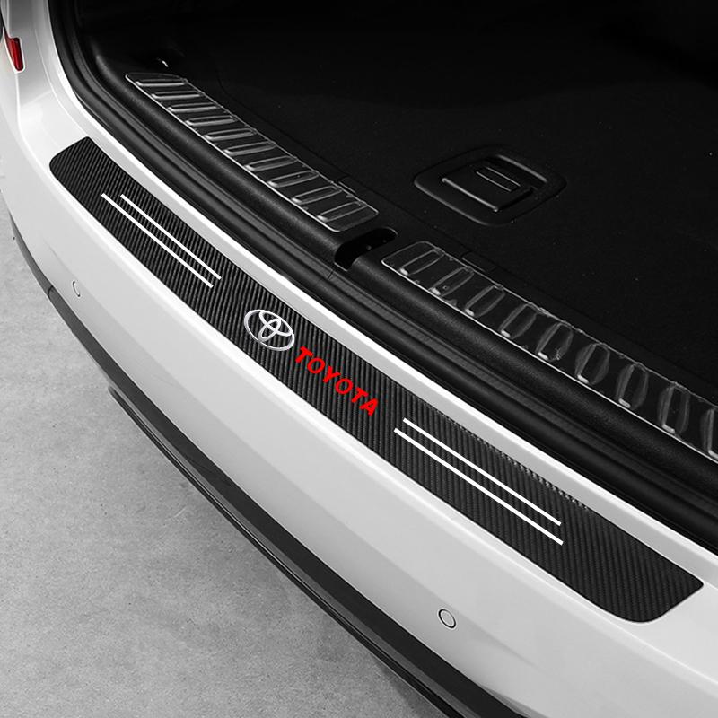 Car Door Threshold Strips Car Trunk Rear Bumper Protective Carbon fiber Leather Stickers For Toyota Camry Yaris Hilux Corolla HZ0