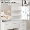 Dressing table set with mirror and stool, drawer, cabinet with adjustable shelf for the bedroom 80L x 40D x 132H cm, white