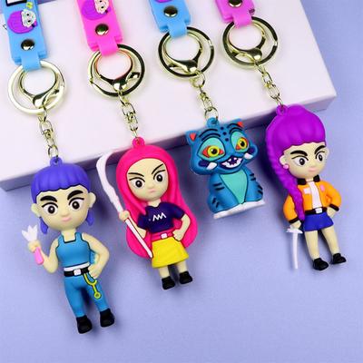 10cm Anime Kpop Demon Hunter Keychain Series Figure Tiger Figurine Toy Desk Girl Backpack Pendant Halloween Christmas Kid Gifts
