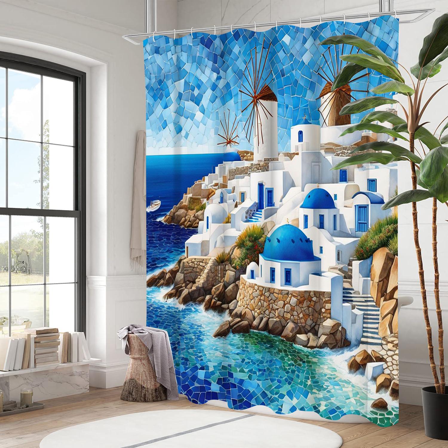 

Beach Pattern Bathing Curtain Bathroom Shower Curtain Waterproof With 12 Hooks Home Deco Free Ship 180x180cm curtain червоний