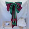 Contrast Color Satin Ribbon Headdress Sweet Christmas Hair Accessory Oversized Bow Hair Clip  Daily