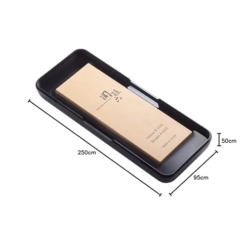 Kai Seki Magoroku Combination Knife Sharpener, 1000mm and 4000mm Sharpening Stones, with Storage Case, Made in Japan, Black, AP0334