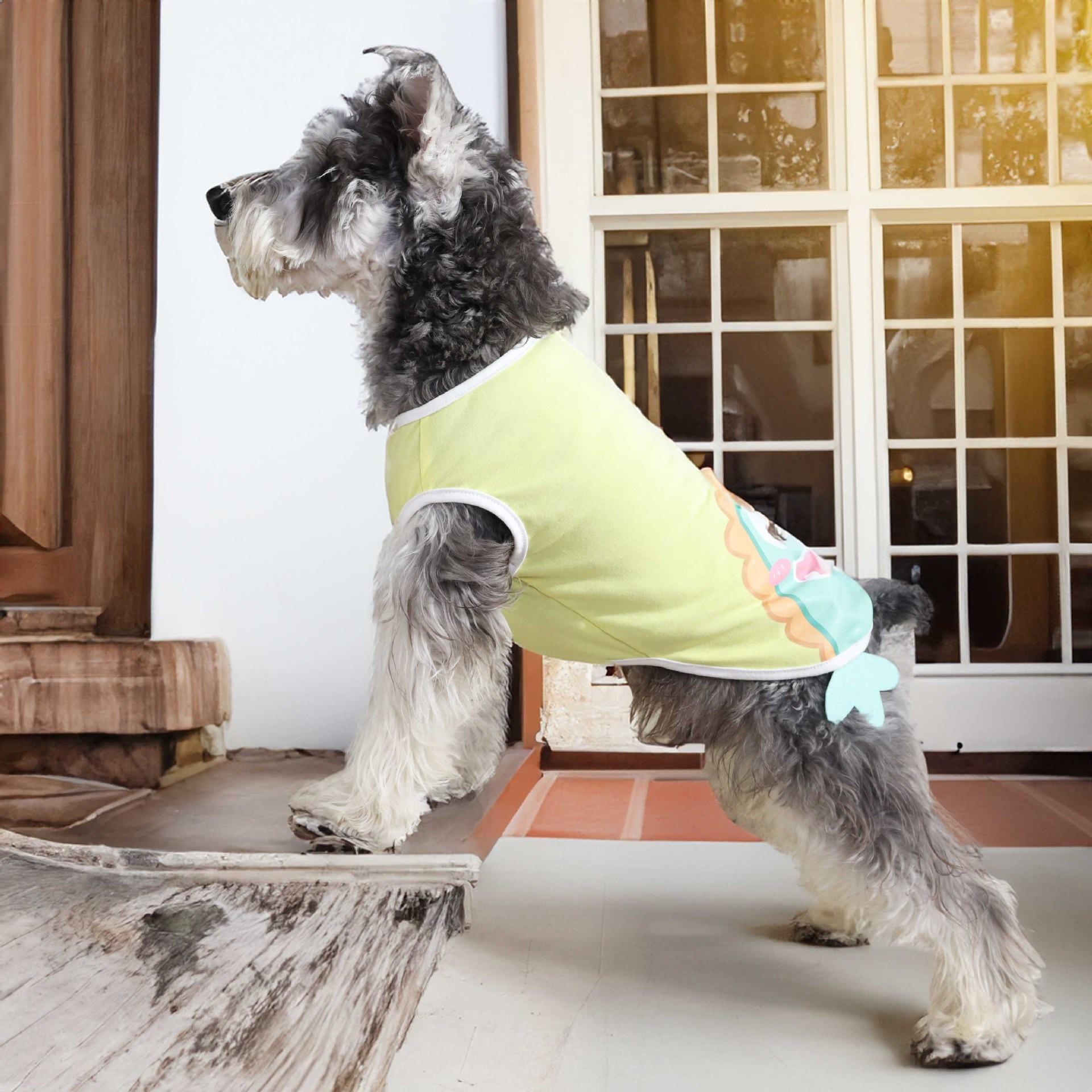 

New summer clothing teddy dog clothes cartoon cute vest medium and small dog pet clothing thin breathable manufacturer 2XL рожевий