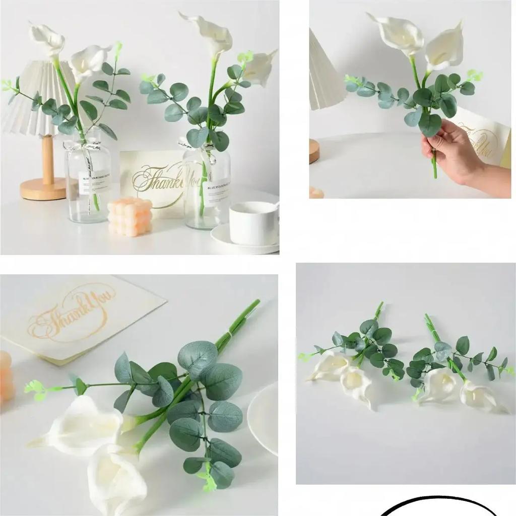 PU Calla Lily Simulation Flower Home Decor Artificial Floral Set for Wedding Bouquet DIY Artistic Home Decor