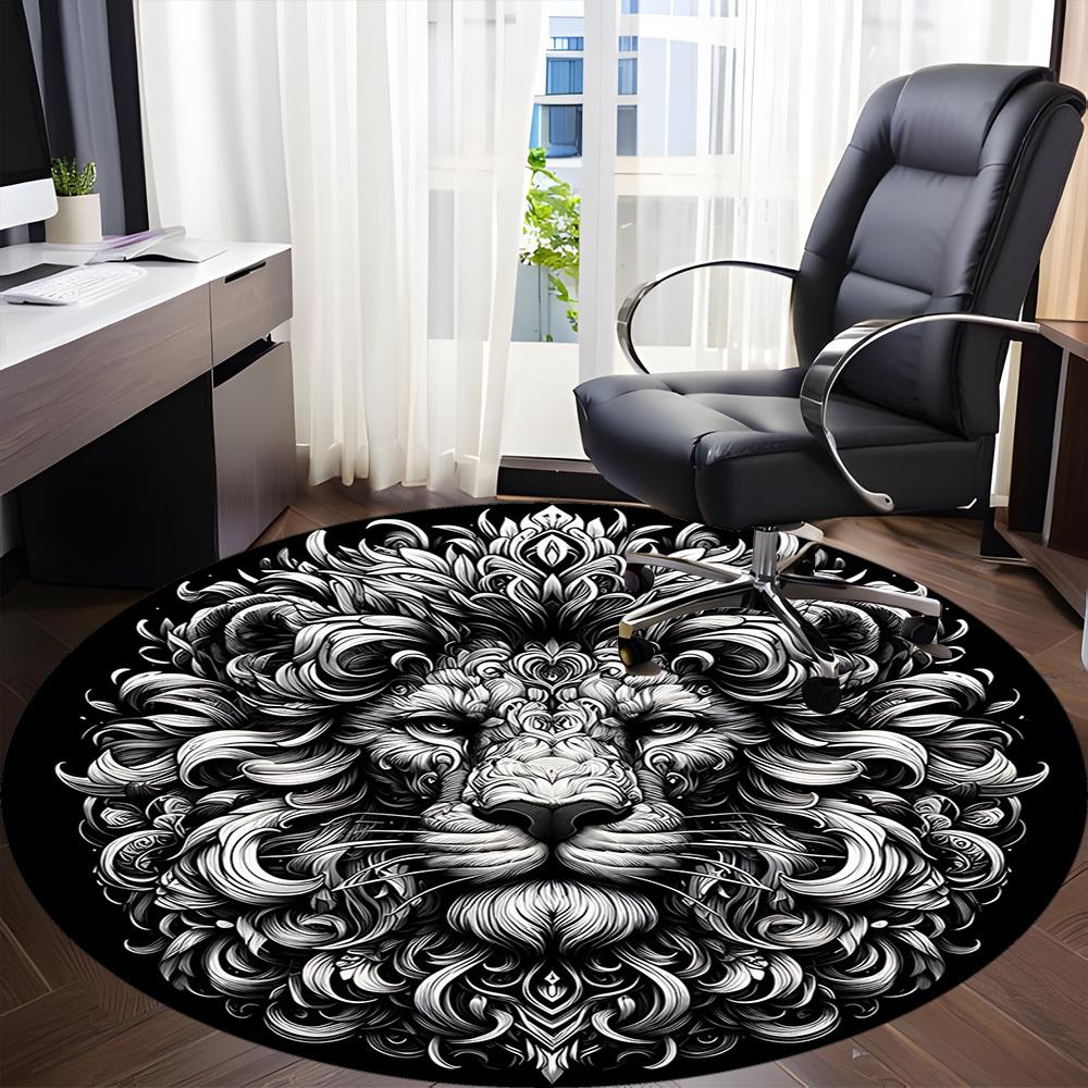 1PC Lion Head Ornament Chair Carpet for Office, Indoor Non-Slip Washable Carpet, Soft Comfortable Mat For Office Room Yy250930315