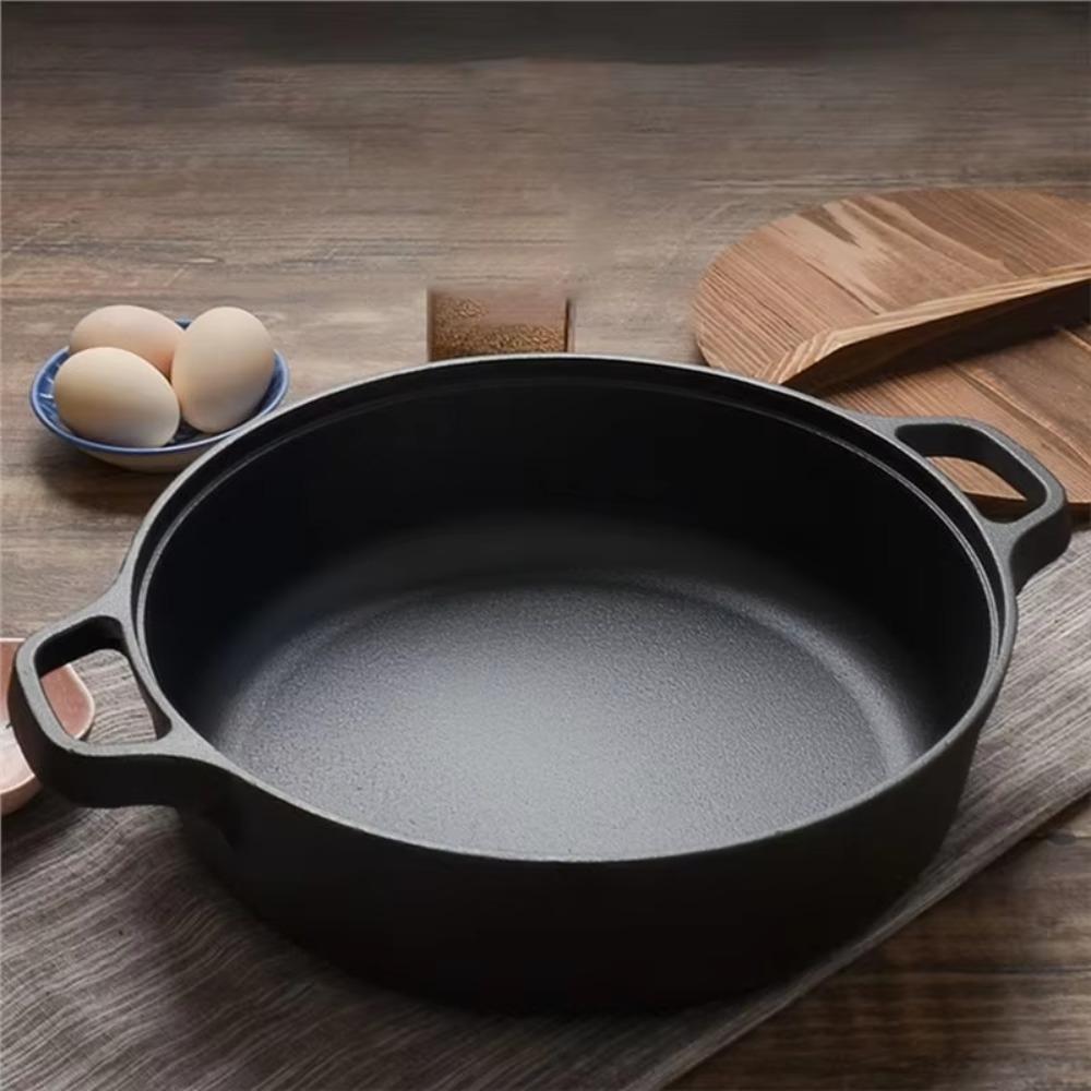 Non-Stick Cast Iron Skillet Non-coated Wok Kitchen Cookware Stir-fry Pan  Outdoor