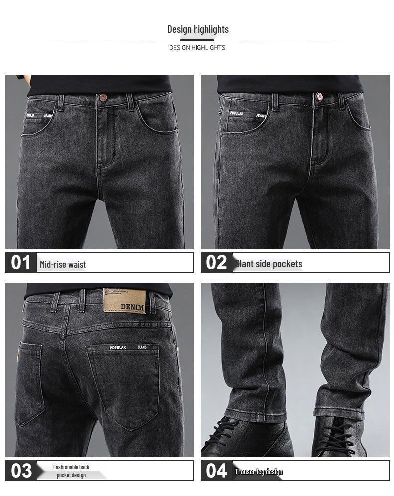 Men's Stretch Skinny Jeans - 2024 Spring Korean Style Slim Fit Mid-Waist Casual Pants