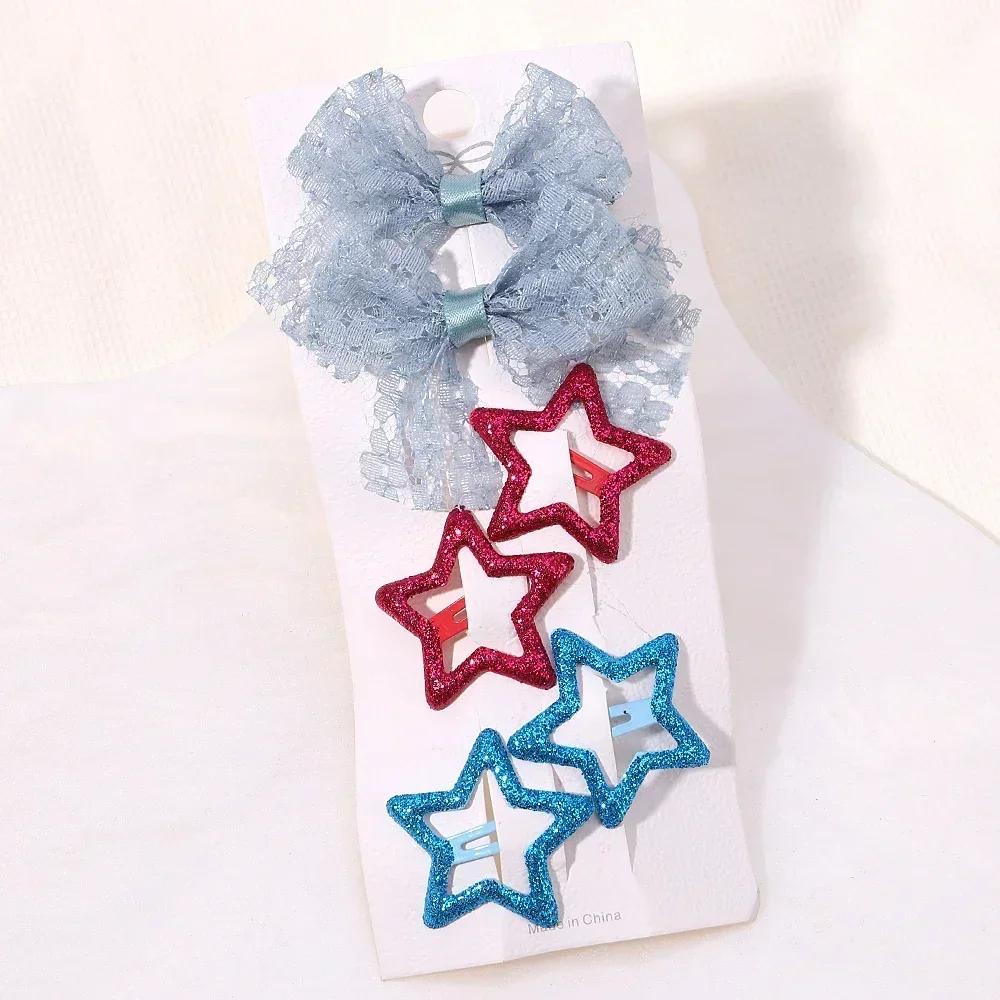 

Набор из 6 шт./компл. Милые бантики с пайетками, заколки-клипсы BB для девочек, заколки для волос в виде звезды и бабочки, милые заколки для челки и боковых прядей, заколки-крабики, аксессуары для волос