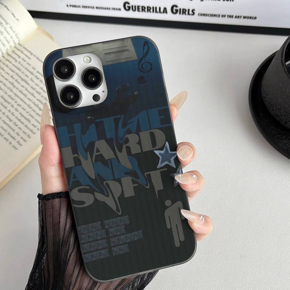 Pop E-Eilish Star B-billie Corrugated Stripe Phone Case For IPhone 17 16 15 14 13 12 11 Pro Max Plus Pro Shockproof Cover