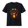 Maneki Neko Glückskatze Japanisches Geldkätzchen Glücksbringer Lustiges T-Shirt Vintage-Waschung Mode Streetwear Alltags-Damen Stilvolles T-Shirt