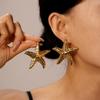 Vintage Gold Color Flower Starfish Geometric Stud Earrings for Women Exquisite Irregular Metal Leaf Earrings Aesthetic Zircon