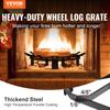 Log Grate, 27 Inch Heavy Duty Wheel Fire Grate with 6 Support Legs, Solid Powder-coated Steel Bars, Log Firewood Burning Rack Holder for Wood Stove