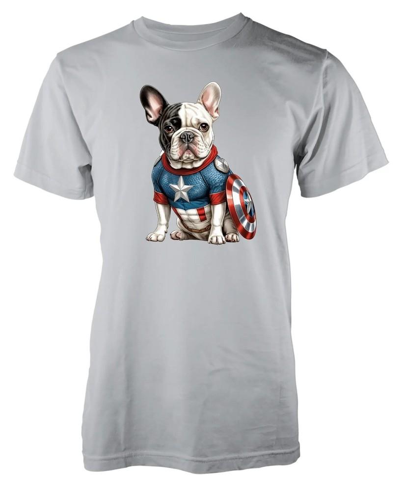

French Bulldog Captain America Superhero Dog Personalised Adult And Kids T-Shirt S