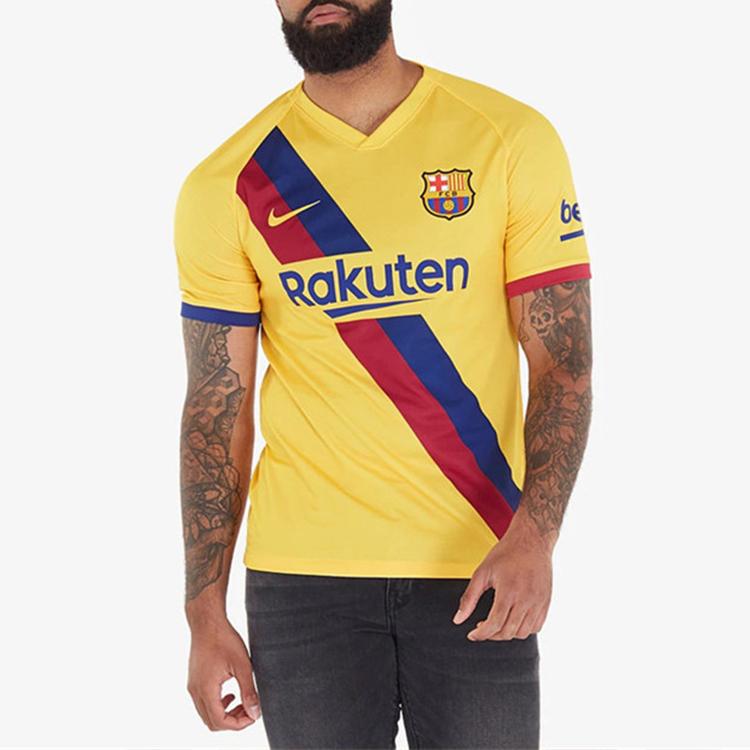 Nike Fotbalový dres FC Barcelona Vapor pro hosty, edice pro fanoušky, sezóna 2019/20, pánská trička, žlutý AJ5531-728