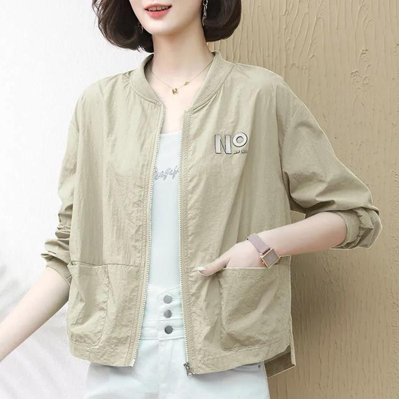 Giacca Estiva da Donna Taglie Forti Cardigan Monocolore Giacca con Collo Alto Giacca Sportiva Outdoor Giacca Leggera Protezione Solare