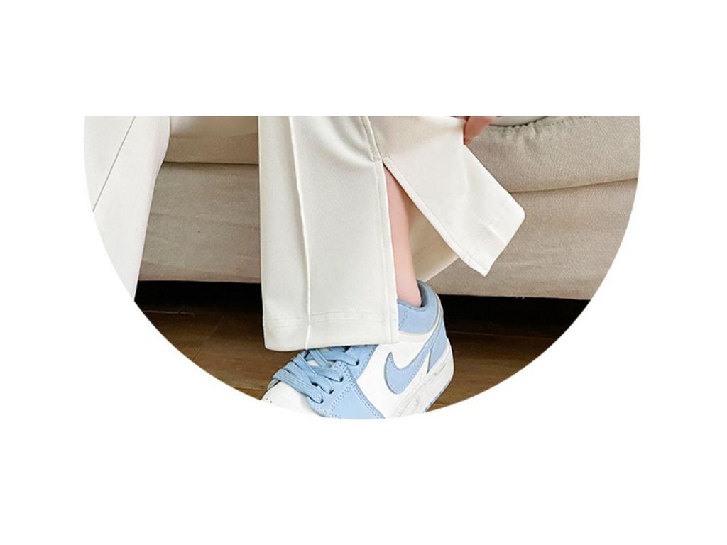 2025 Spring Plus Size High Waist Flared Petite Suit Pants - Slimming Drapey Casual Women's Slit Trousers