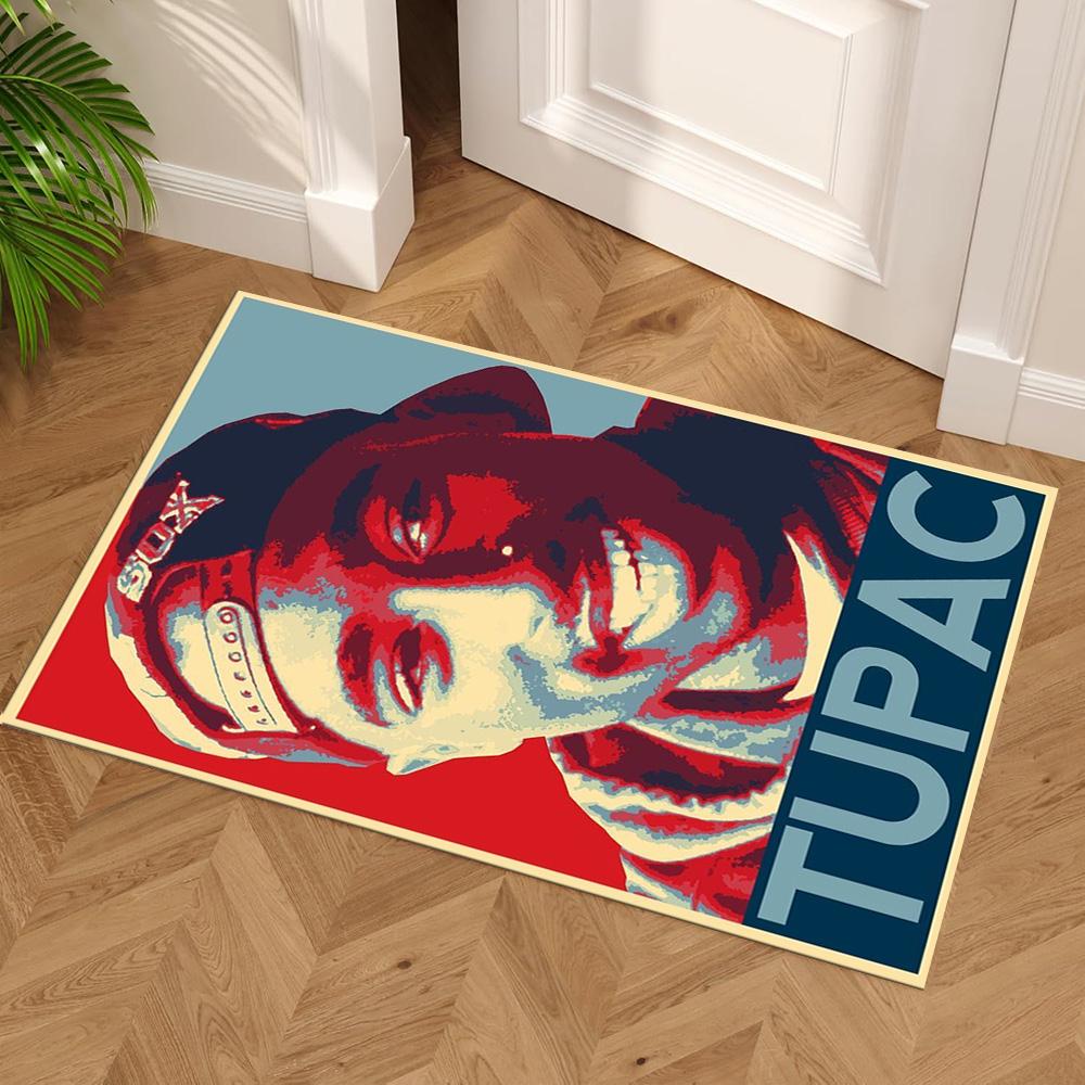 2pac Fußmatte Geeignet für Spielzimmer Eingangsbereich Esszimmer Balkon Rutschfester Teppich Anime Bürodekoration Perfektes Geschenk für Freunde & Familie