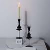 Black Pillar Candle Holder High Footed Metal Christmas Tree Shape Candlestick for Holiday Table Centerpieces Decoration