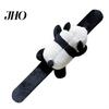 Silicone Slap Band Bracelet Cartoon Panda Doll Decor Color Matching Elastic Flexible Soft Plush Snap Couple Gift Wrist Decoration Wrapping