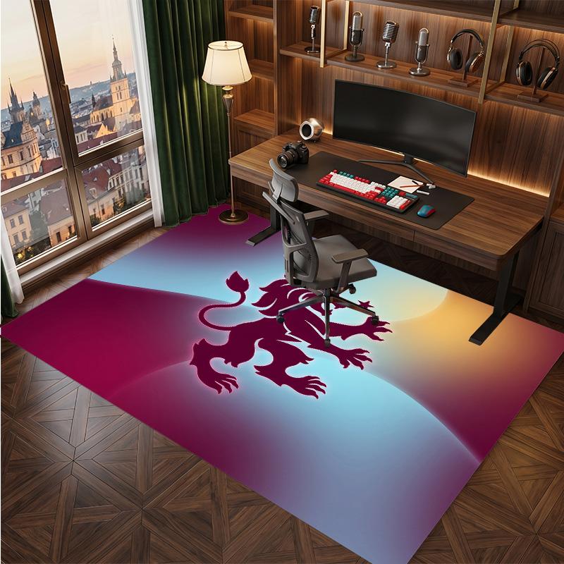 Aston Villa Football Print Crystal Velvet Rug, Comfortable Water Absorbent Non Slip Indoor Floor Carpet