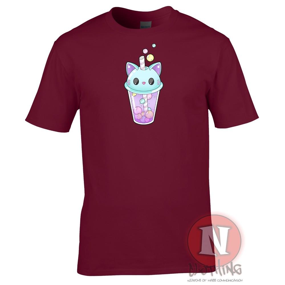 Cute Kitty Bubble Tea TShirt Japanese Asian Cat Feline Kawaii Tee S