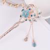 Women's Vintage Cat's Eye Stone Twin Flower Hairpin, Classical Hair Stick, Updo Accessory, Ethnic Style Headpiece, Cat's Eye