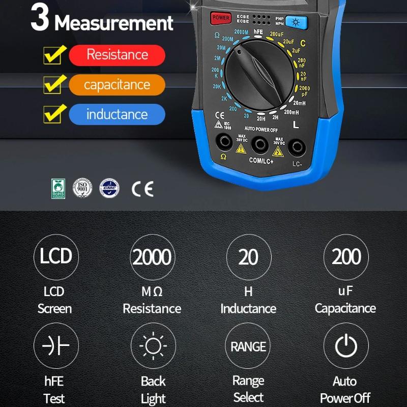 Professional Capacitance Measurement Multimeter LCR Digital Bridge, Resistance Fault Detection Instrument Tools for Electronic Repairs Digital Display