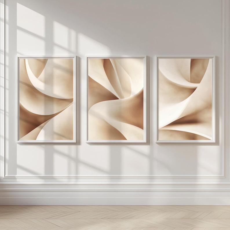 3pcs/set Warm Beige Abstract Canvas Print Neutral Pastel Tones Simple Geometric Wall Art Haibo for Living Room Home Decor Gifts