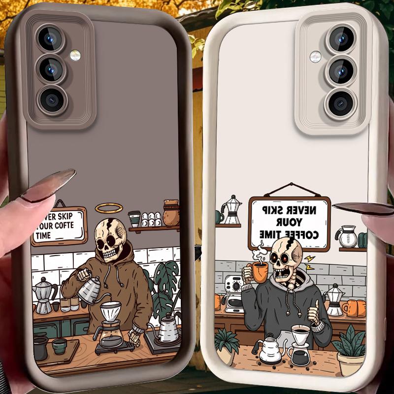 Skull Coffee Shop Case for Samsung Galaxy A53 A50 A50S A36 5G A35 A34 A33 A32 A30 A26 A24 A23 A22 A20 A16 A15 A14 A13 4G Cover