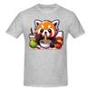 Unisex Kawaii Red Panda Eating RaUnisex Noodles Trendy T Shirt Streetwear Oneck Cotton T Shirts