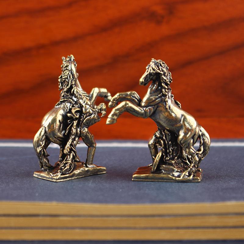 1PC Bronze Horse Statue - Chinese Zodiac Home Decor Metal Craft Living Room Tea Table Sculpture