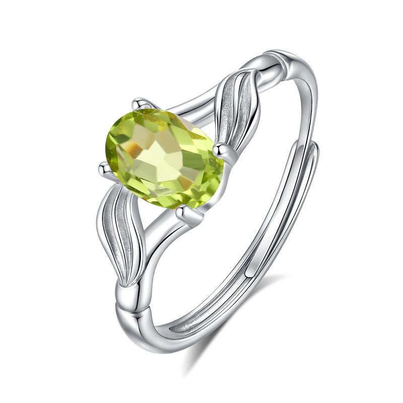 Natural stone s925 sterling silver ring women's adjustable non-fading ring Xiaohongshu popular high-end accessories women's daily jewelry gift