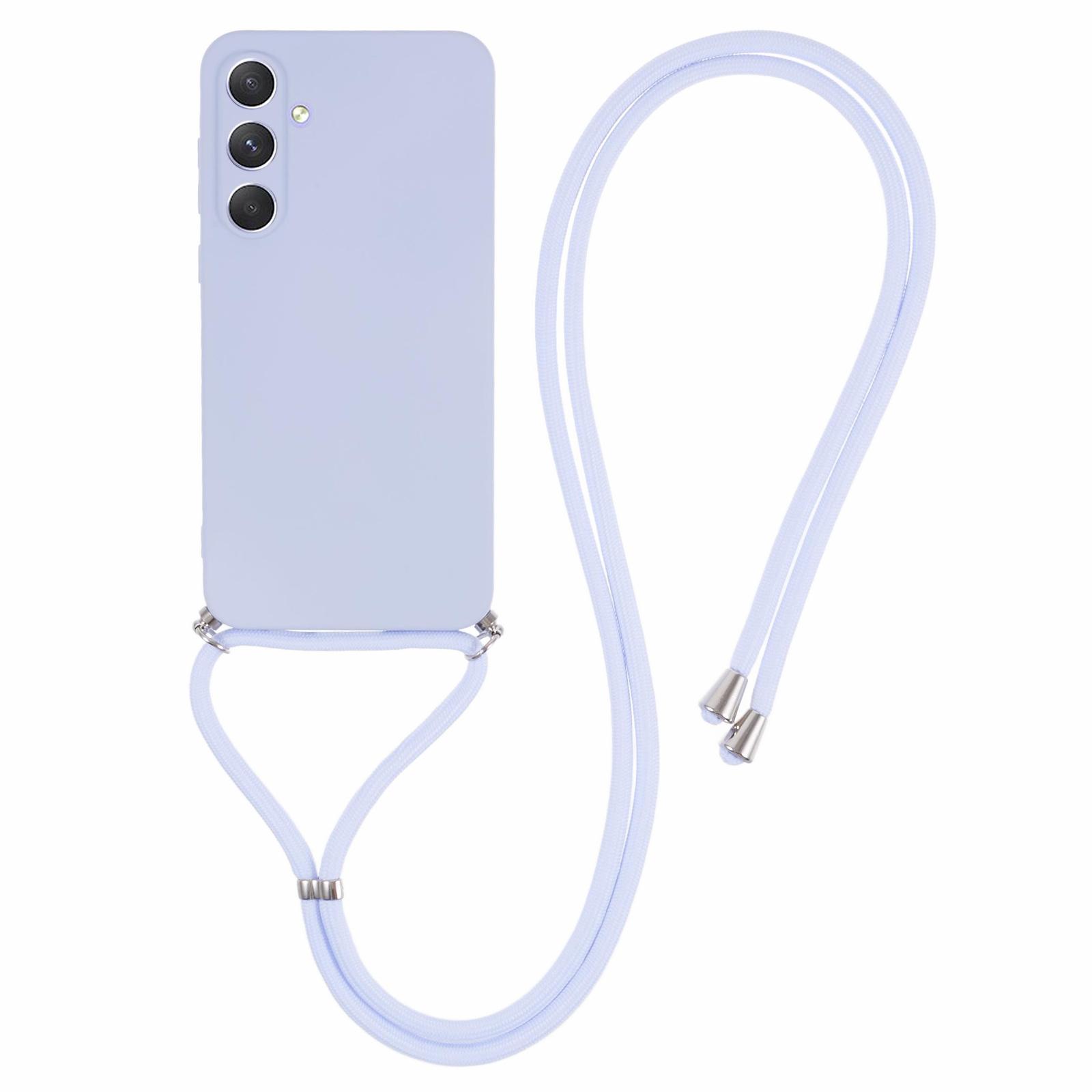 

Для Samsung Galaxy A35 5G TPU Чехол Внутренняя подкладка из волокна Чехол для телефона со шнурком Light Purple